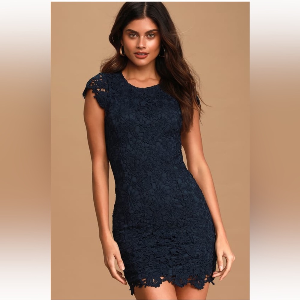 Lulus Romance Language Navy Blue Backless Dress